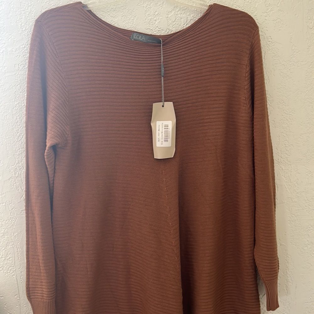 LOLA Women's sweater brown color  one size made in Italy - Picture 2 of 5